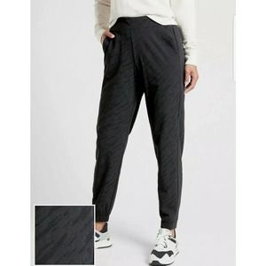 Athleta Brooklyn Textured Jogger Pants 4 Small Black High Rise Tapered Stretch